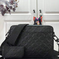 LV M69827 Louis Vuitton Duo Messenger Monogram Shadow Leather Black - luxibagsmall