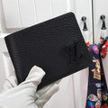 LV M69829 Louis Vuitton Multiple Wallet Black Grained Calf Leather - luxibagsmall