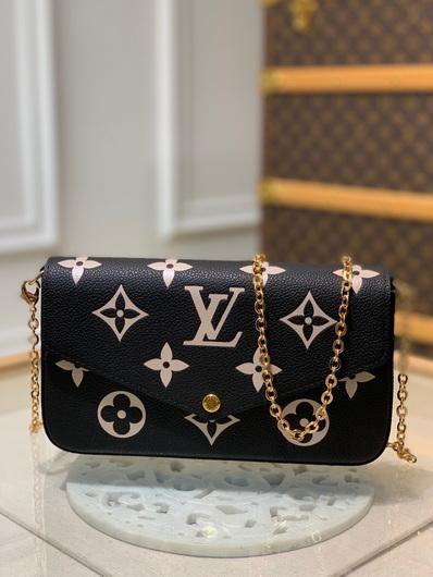 LV M80482 Louis Vuitton M69977 F¨¦licie Pochette Leather Black - luxibagsmall