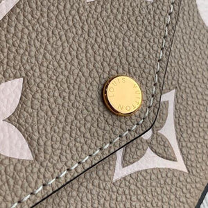 LV M69977 Louis Vuitton M80482 F¨¦licie Pochette Leather Tourterelle GrayCream - luxibagsmall
