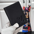 LV M69979 Louis Vuitton Pocket Organizer Black Grained Calf Leather - luxibagsmall