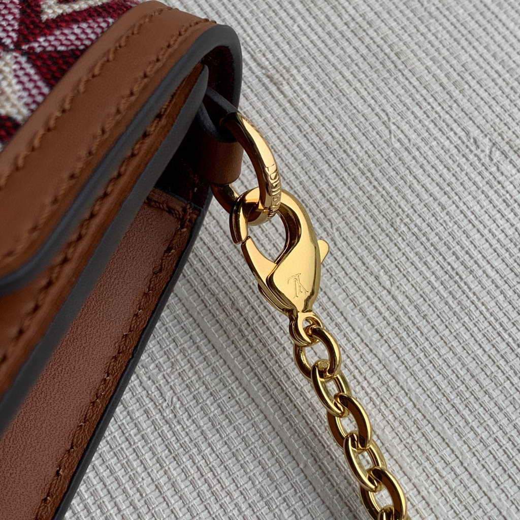 LV M69992 Louis Vuitton  Since 1854 Dauphine Chain Wallet Monogram Red