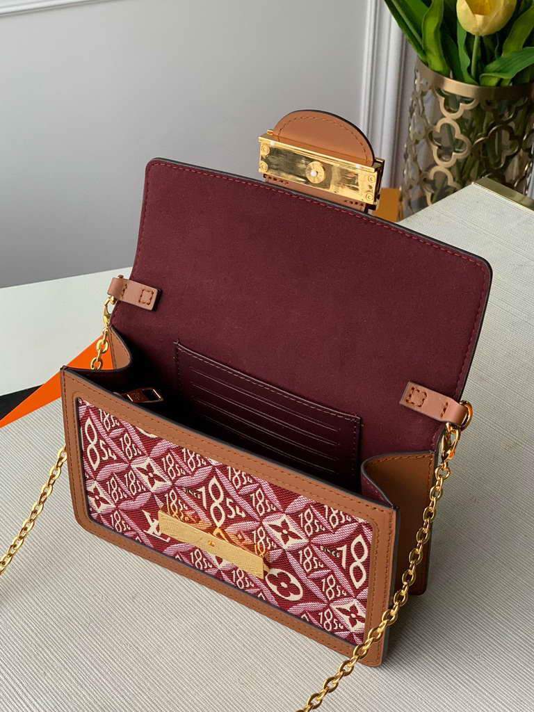 LV M69992 Louis Vuitton  Since 1854 Dauphine Chain Wallet Monogram Red