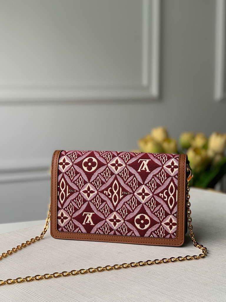 LV M69992 Louis Vuitton  Since 1854 Dauphine Chain Wallet Monogram Red