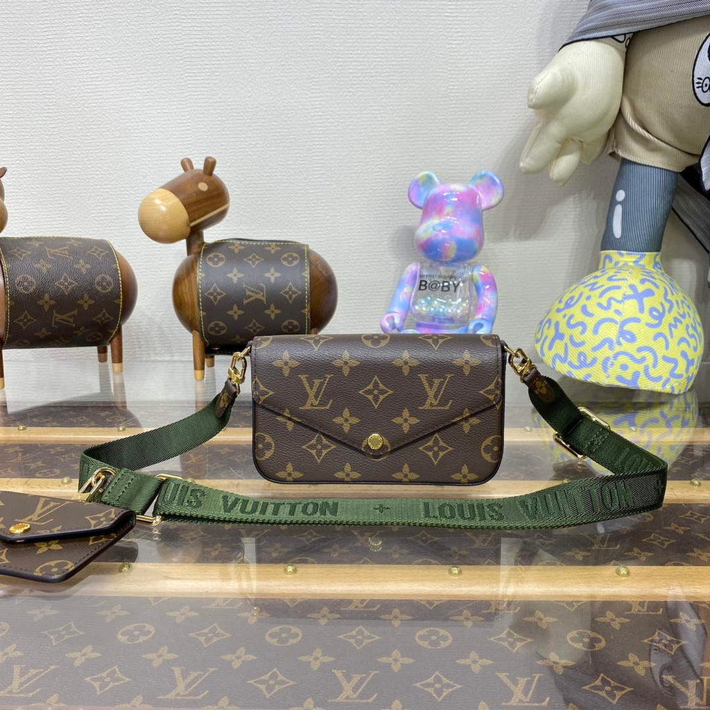 LV M80091 Louis Vuitton F¨¦licie Strap & Go Bag Khaki Green