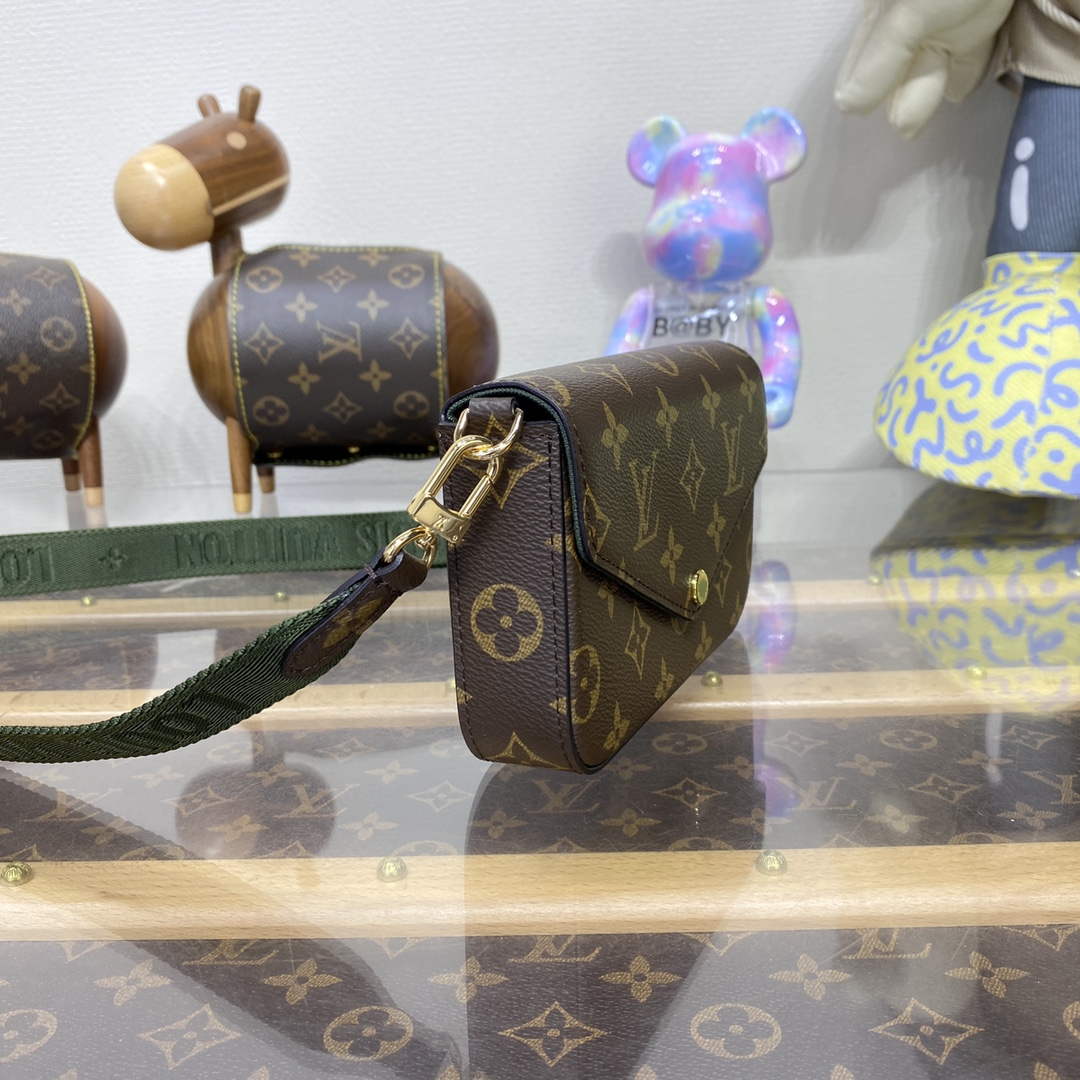 LV M80091 Louis Vuitton F¨¦licie Strap & Go Bag Khaki Green