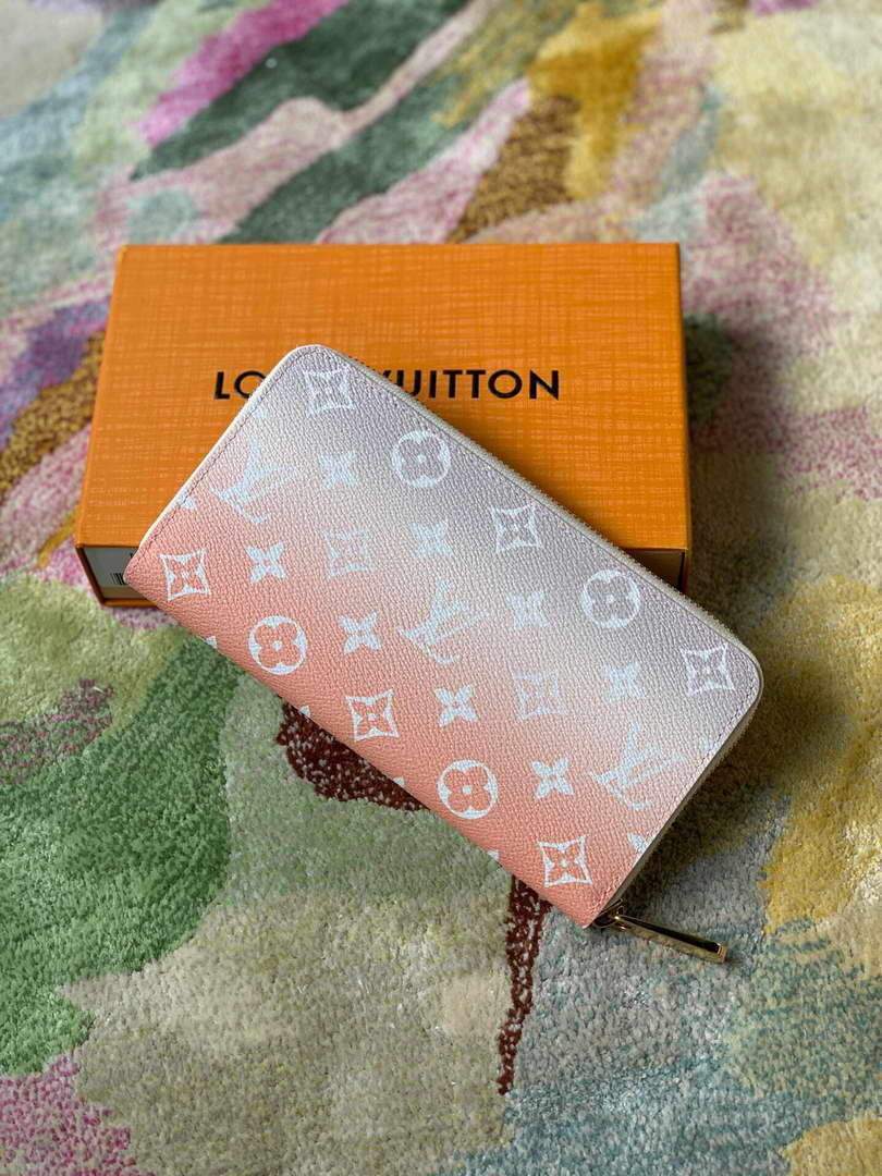 LV M80359 Louis Vuitton Zippy Wallet Mist Gray