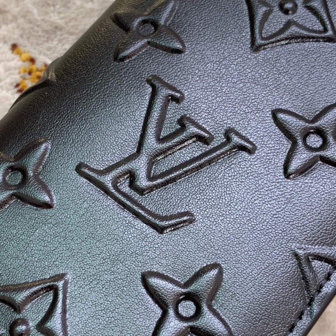 LV M80508 Louis Vuitton Pocker Organizer Slender Black Leather