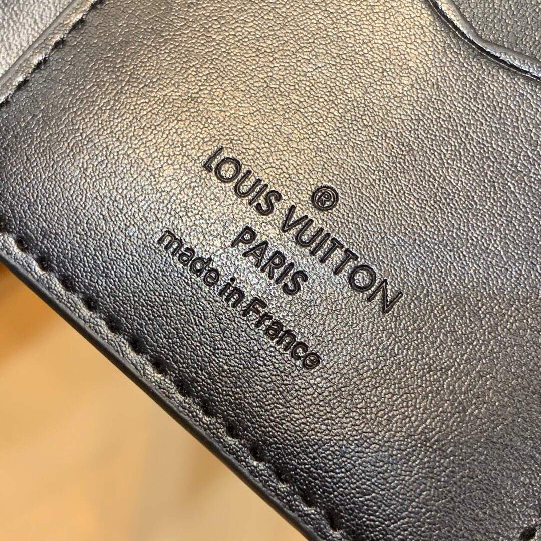 LV M80508 Louis Vuitton Pocker Organizer Slender Black Leather