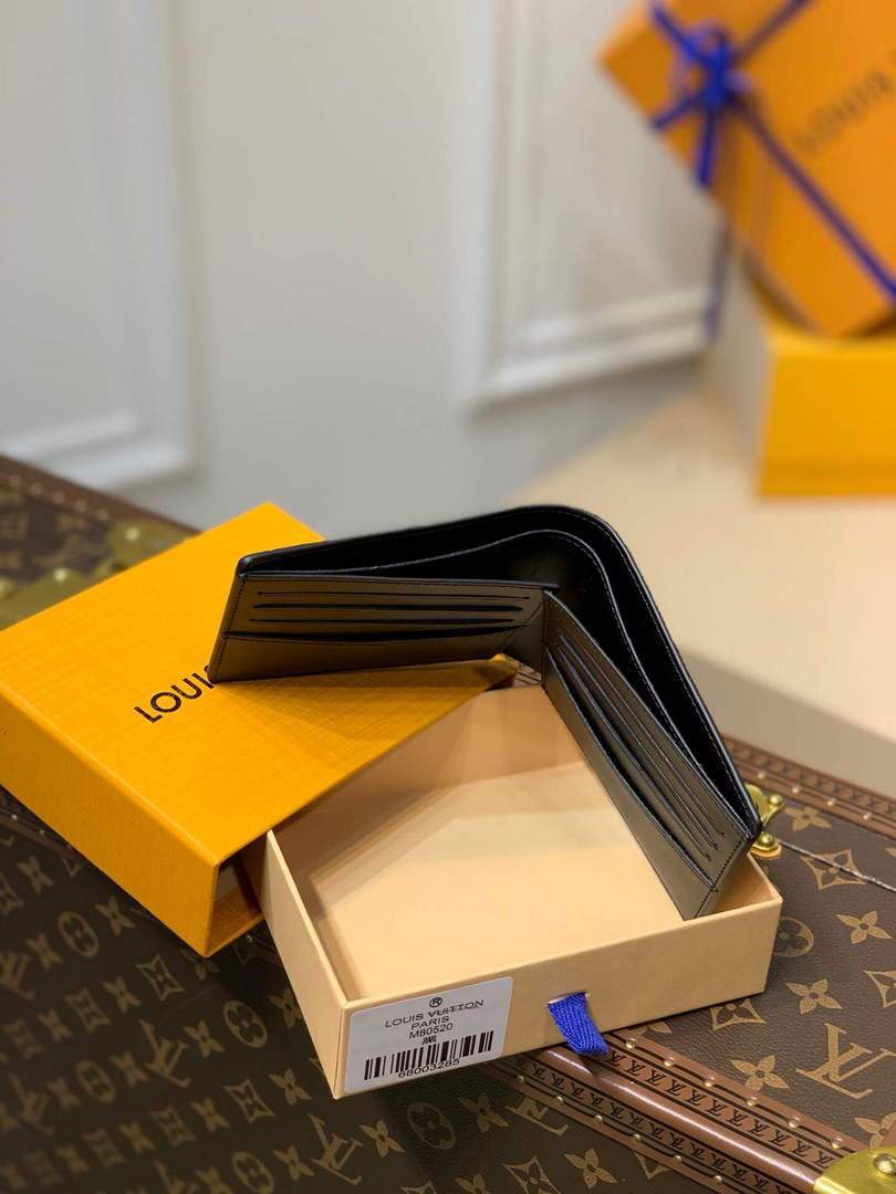LV M80520 Louis Vuitton Slender Wallet Black Leather