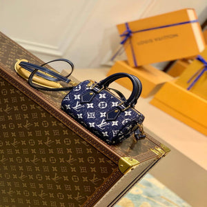 LV M81168 Louis Vuitton Nano Speedy Denim Leather Bag - Default Title - View 1