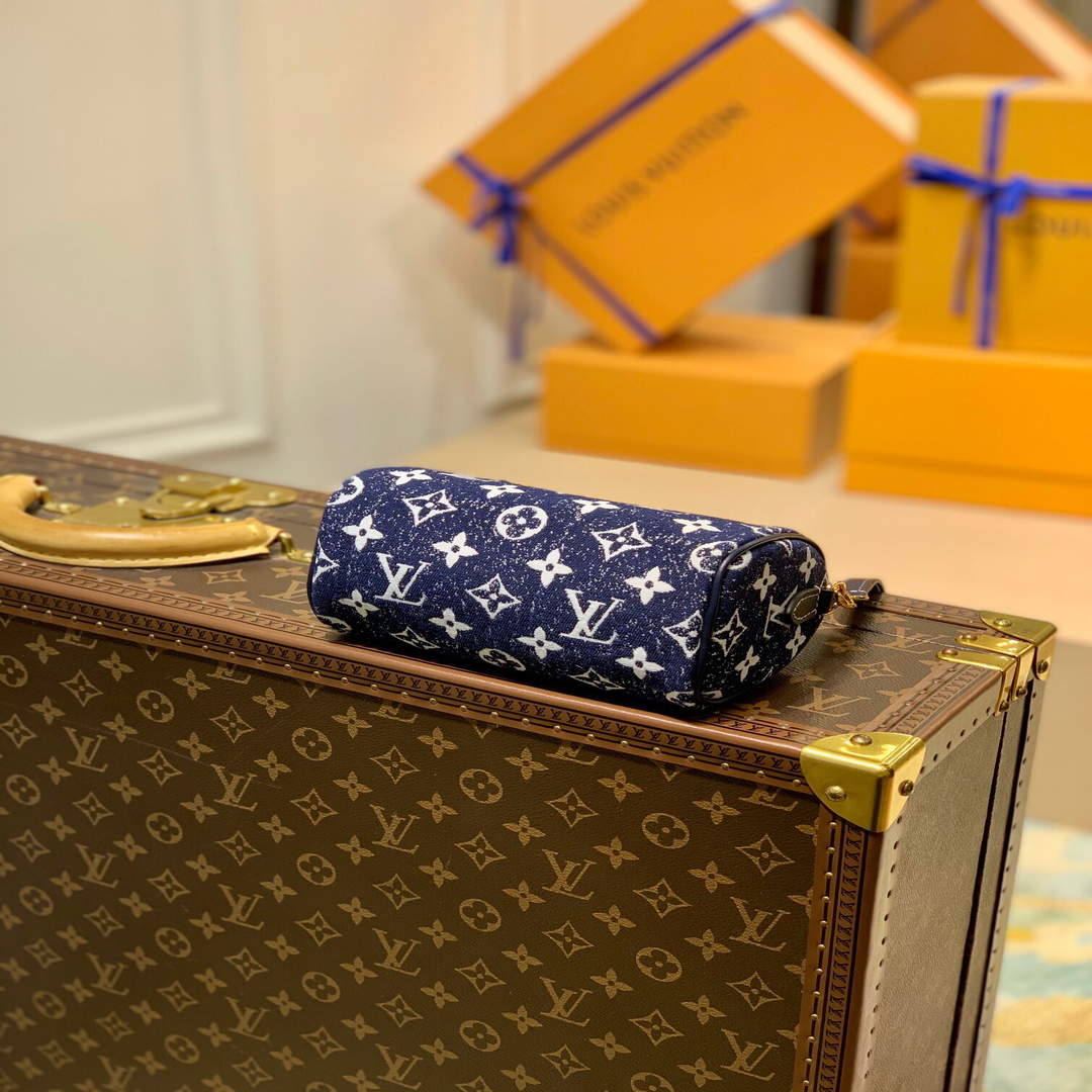 LV M81168 Louis Vuitton Nano Speedy Denim Leather Bag - Default Title - View 4