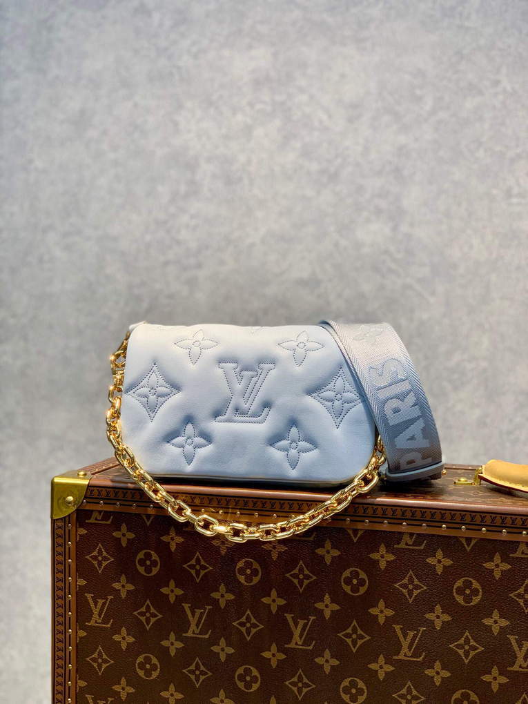 LV M81399 Louis Vuitton Wallet On Strap Bubblegram Glacier Blue - Default Title - View 1