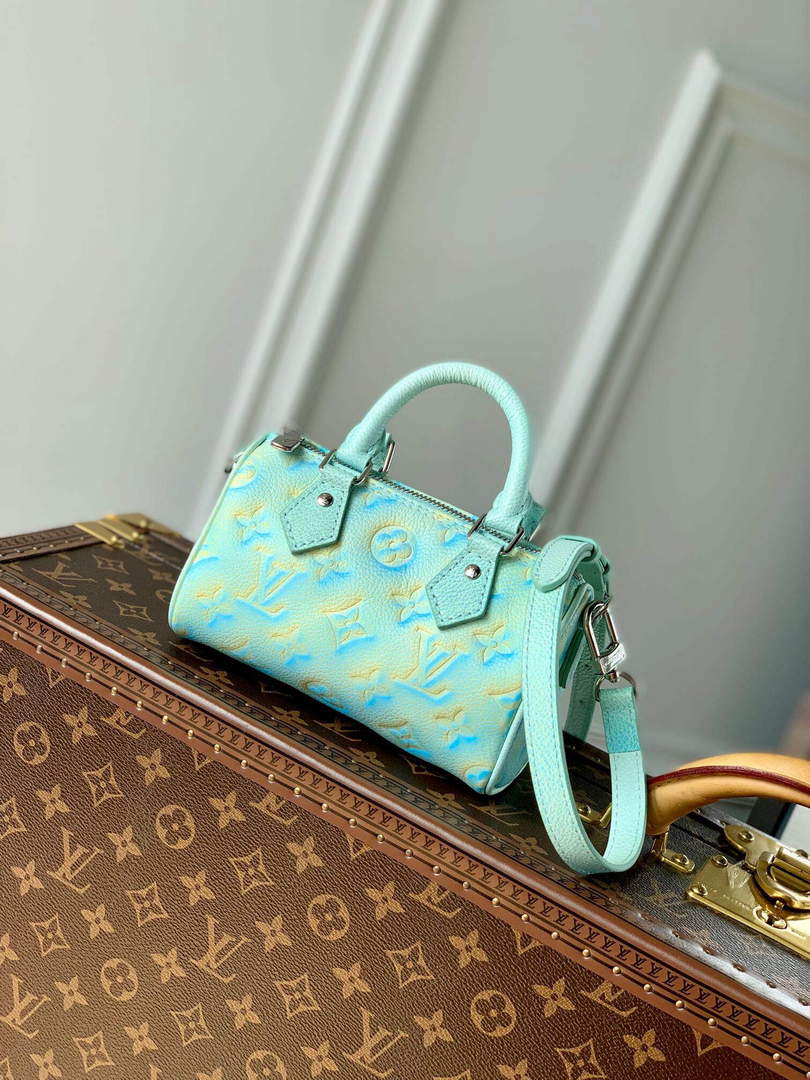 LV M81625 Louis Vuitton Nano Speedy Bag Vert d'eau Green - Default Title - View 1