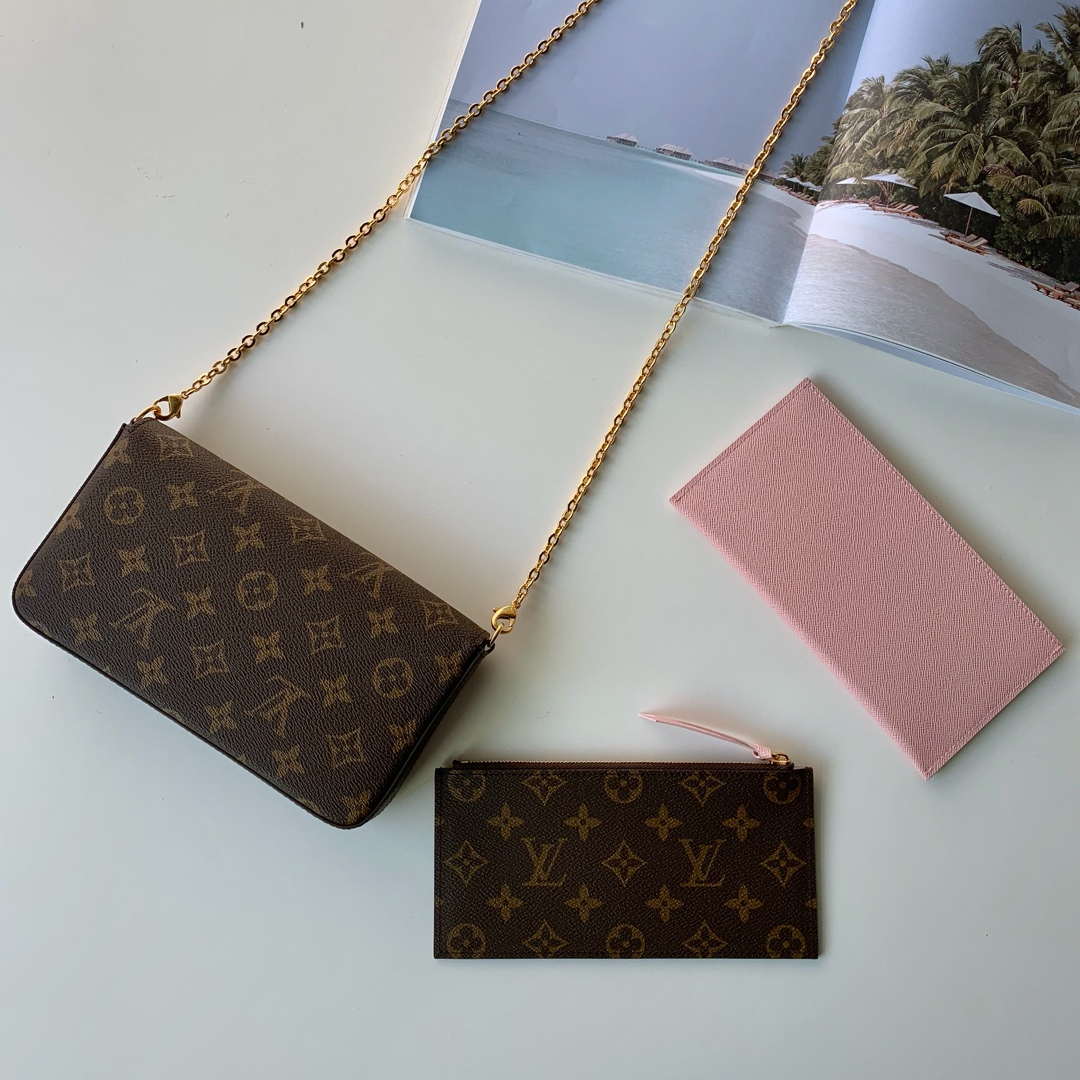 LV M81896 Louis Vuitton Felicie Pochette Bag M61276  Monogram Pink