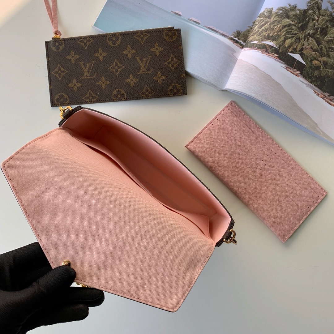 LV M81896 Louis Vuitton Felicie Pochette Bag M61276  Monogram Pink - Default Title - View 8