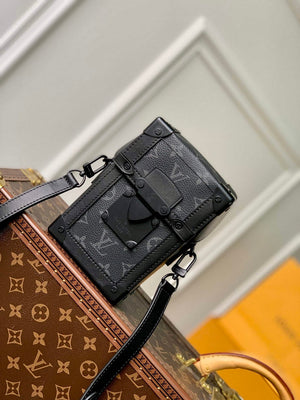 LV M82077 Louis Vuitton Vertical Trunk Wearable Wallet Black Flowers - Default Title - View 1