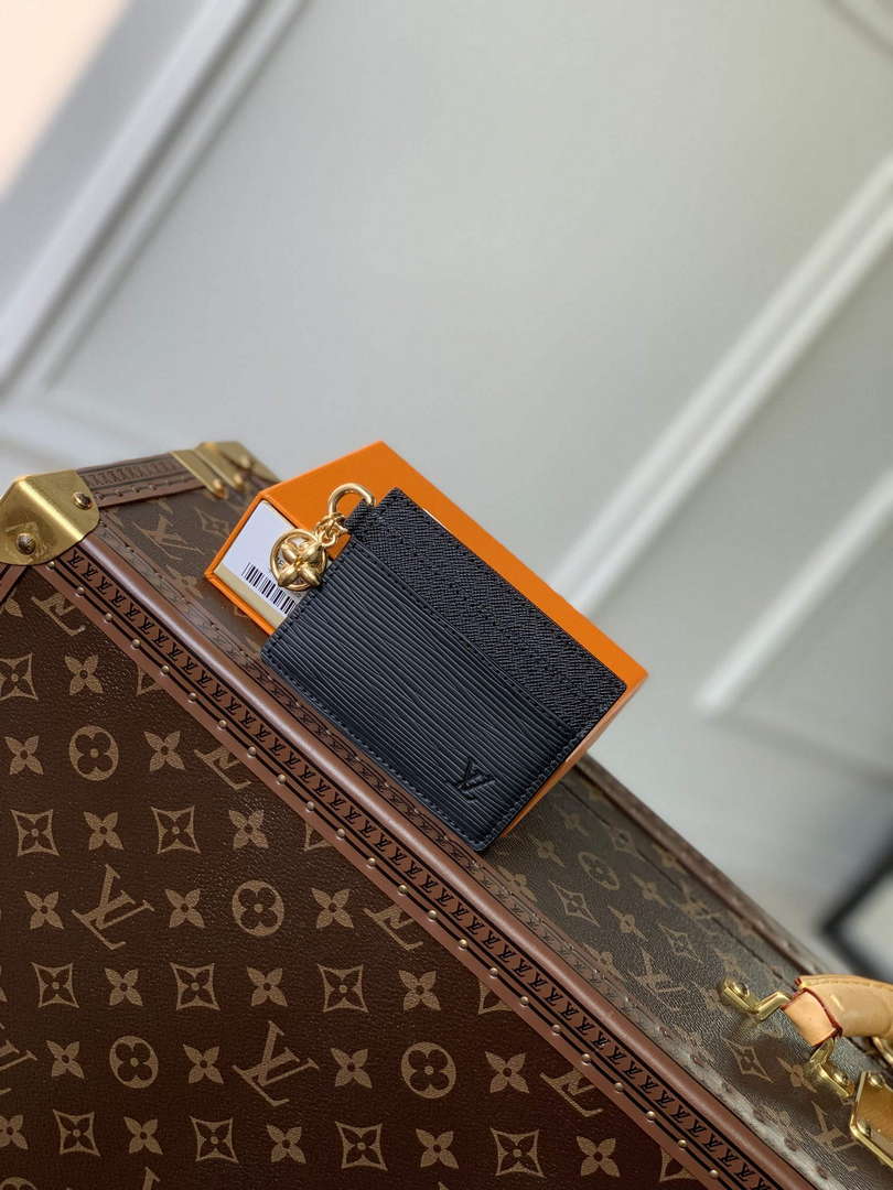 LV M82132 Louis Vuitton LV Charms Card Holder water ripple black - Default Title - View 1