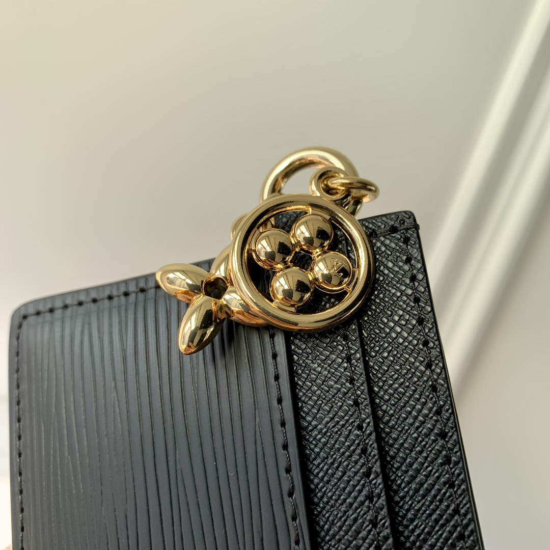 LV M82132 Louis Vuitton LV Charms Card Holder water ripple black