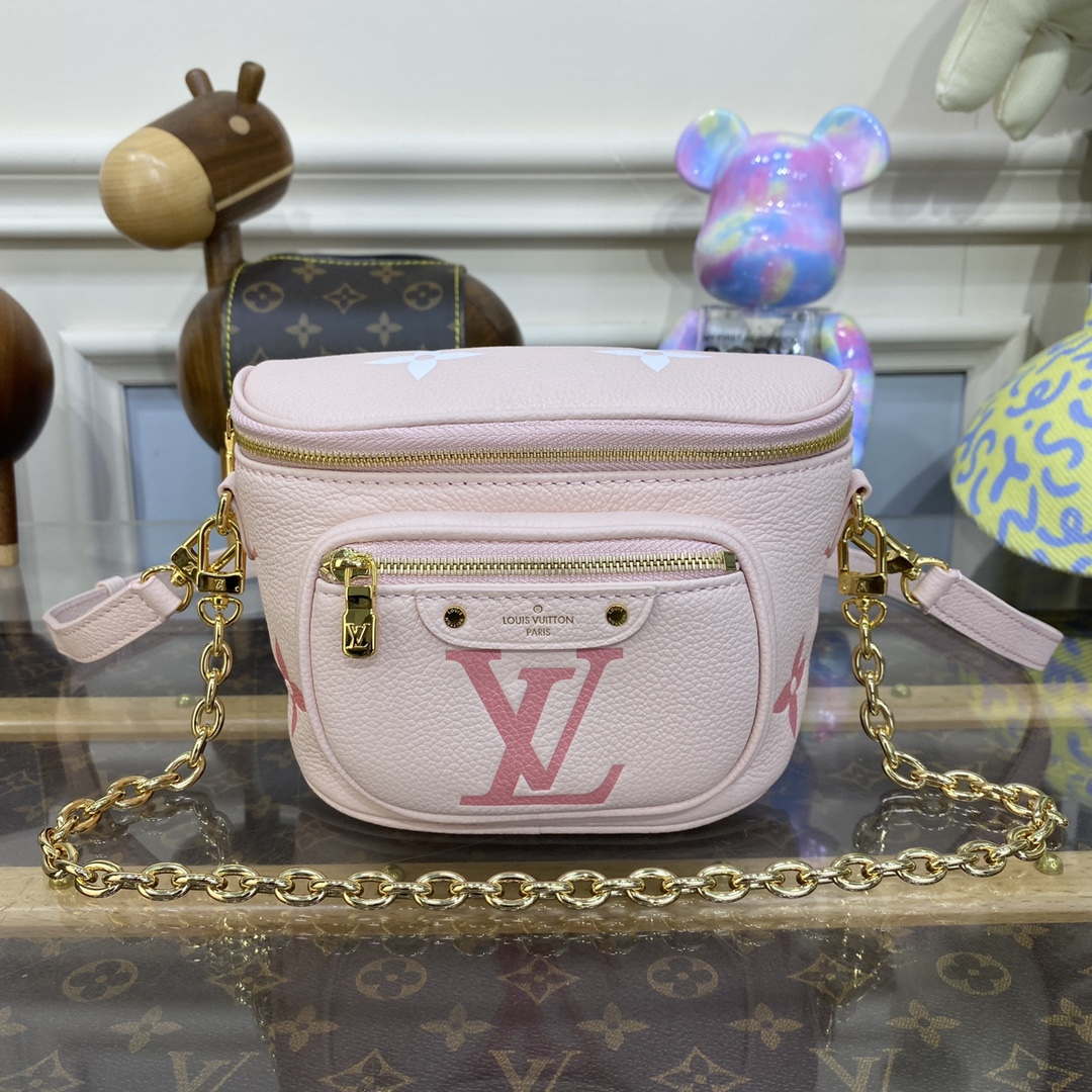 LV M82347 Louis Vuitton Mini Bumbag Monogram Empreinte Pink - Default Title - View 1