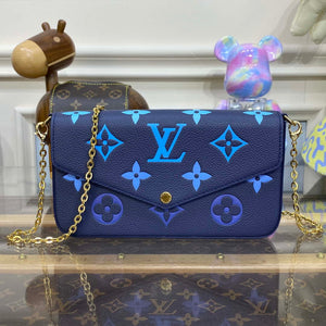 LV M82349 Louis Vuitton Felicie Pochette Monogram Empreinte Bag Navy Blue - Default Title - View 1
