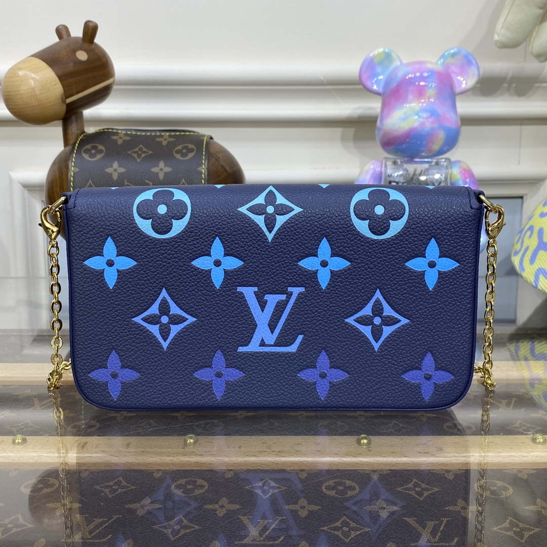 LV M82349 Louis Vuitton Felicie Pochette Monogram Empreinte Bag Navy Blue - Default Title - View 2