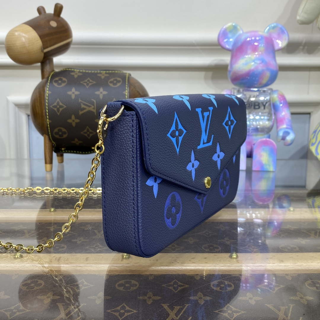 LV M82349 Louis Vuitton Felicie Pochette Monogram Empreinte Bag Navy Blue - Default Title - View 3