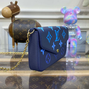 LV M82349 Louis Vuitton Felicie Pochette Monogram Empreinte Bag Navy Blue - Default Title - View 3