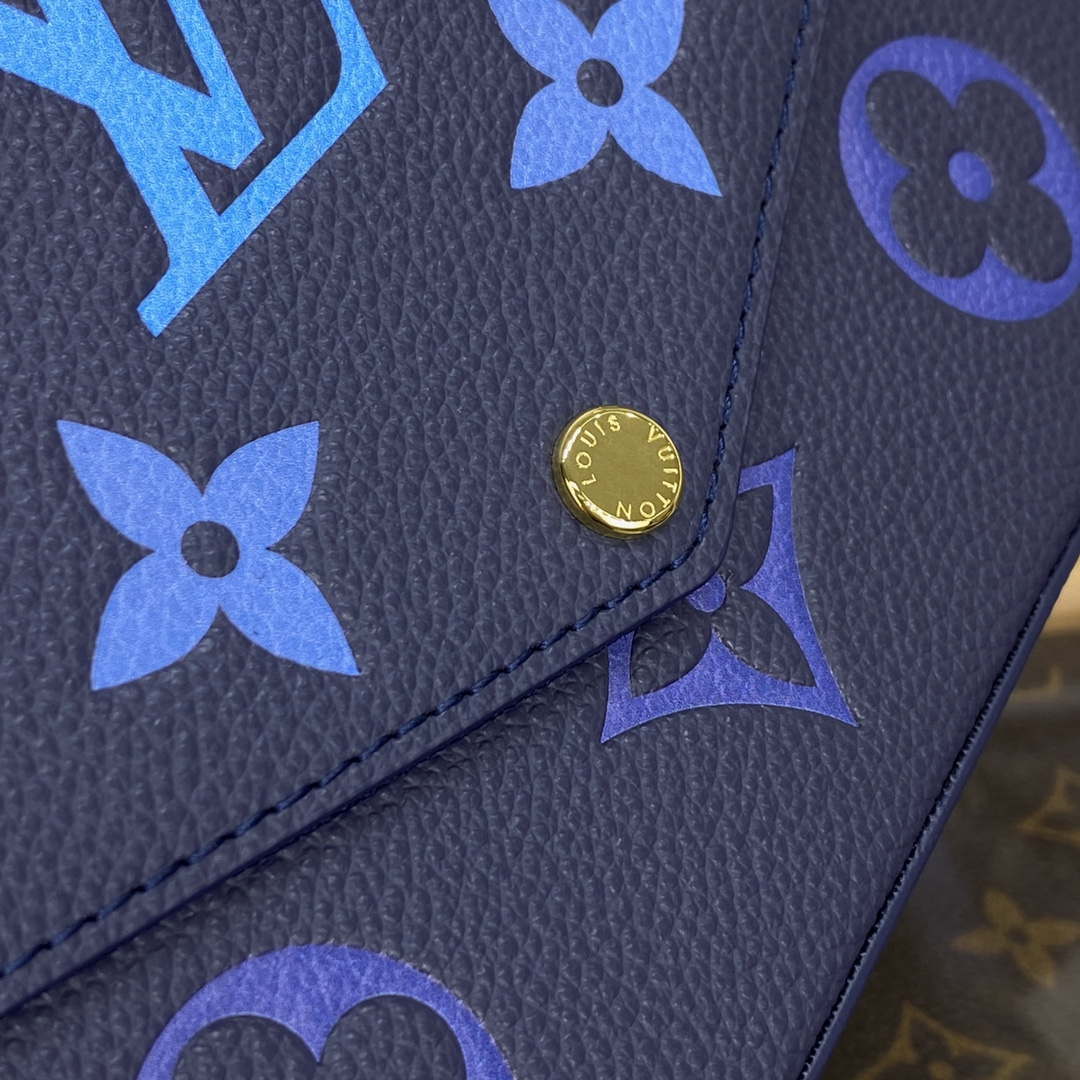 LV M82349 Louis Vuitton Felicie Pochette Monogram Empreinte Bag Navy Blue