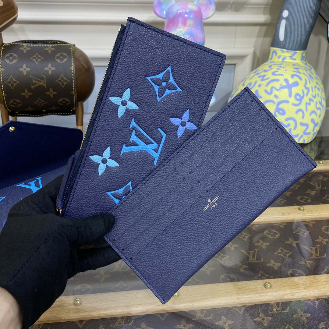 LV M82349 Louis Vuitton Felicie Pochette Monogram Empreinte Bag Navy Blue - Default Title - View 8