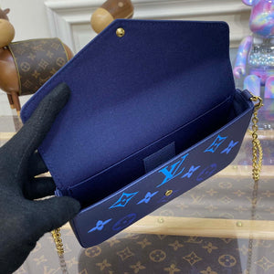 LV M82349 Louis Vuitton Felicie Pochette Monogram Empreinte Bag Navy Blue - Default Title - View 9