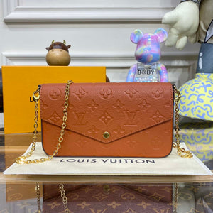 LV M82363 Louis Vuitton Felicie Pochette Monogram Empreinte Bag Brown - Default Title - View 1