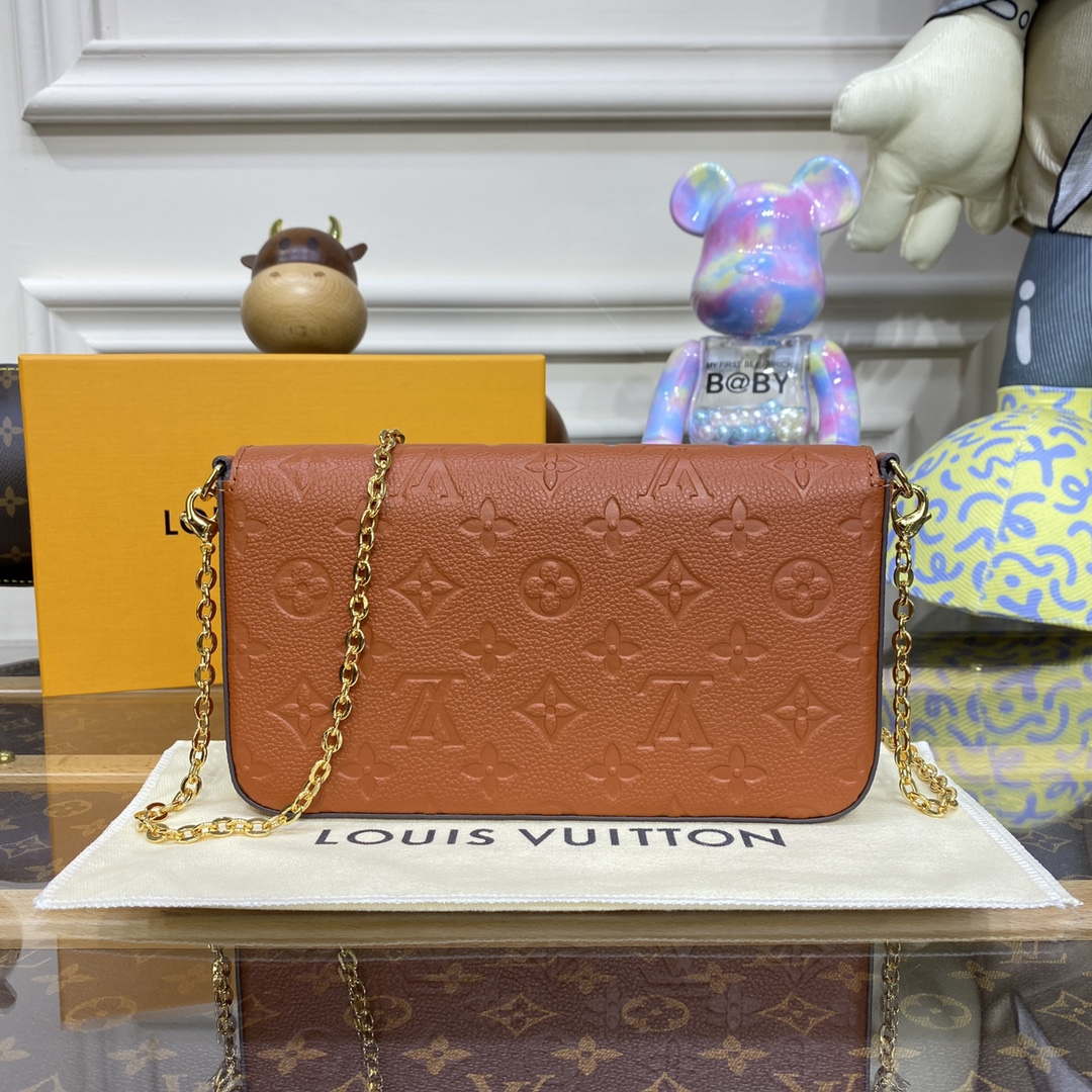 LV M82363 Louis Vuitton Felicie Pochette Monogram Empreinte Bag Brown - Default Title - View 2