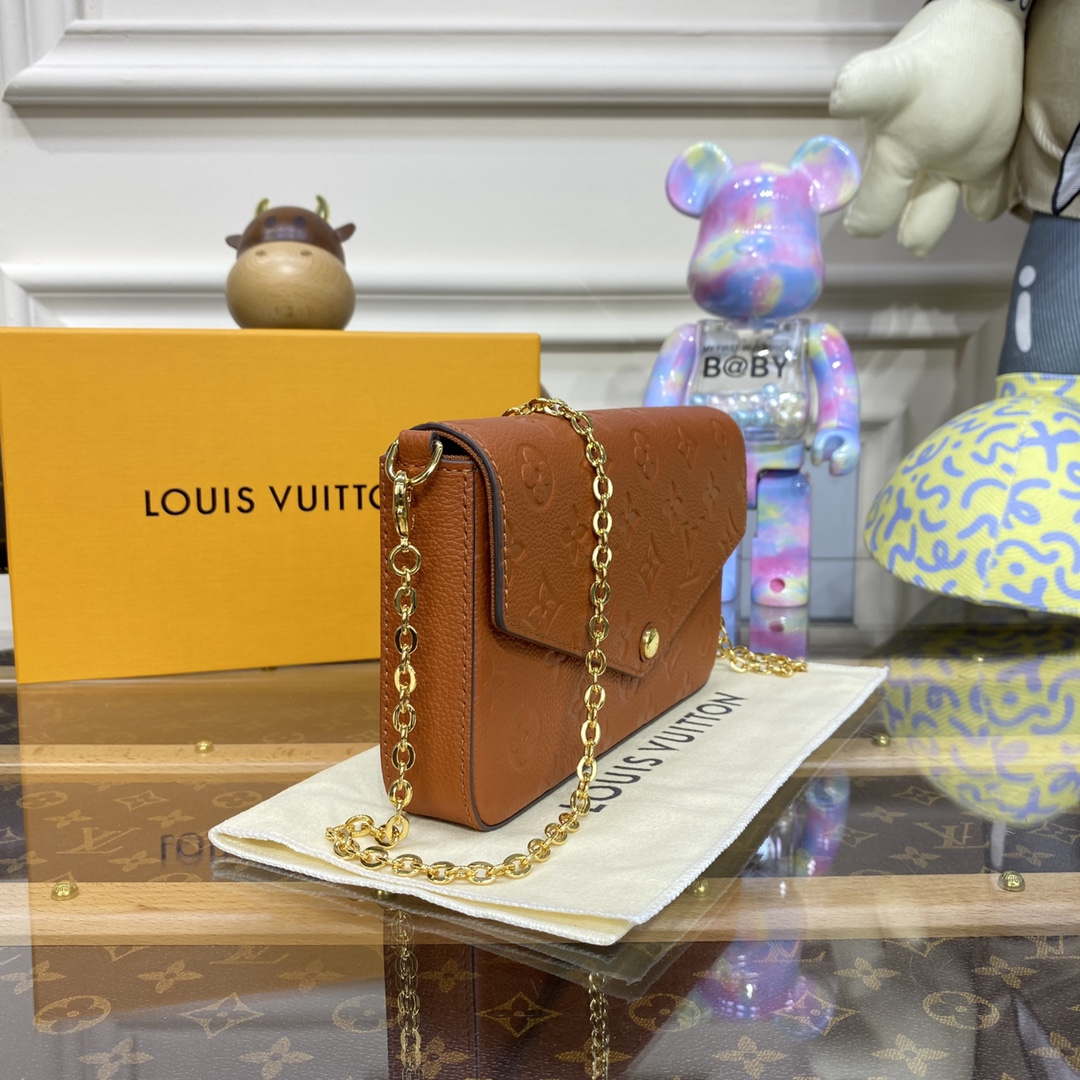 LV M82363 Louis Vuitton Felicie Pochette Monogram Empreinte Bag Brown - Default Title - View 3