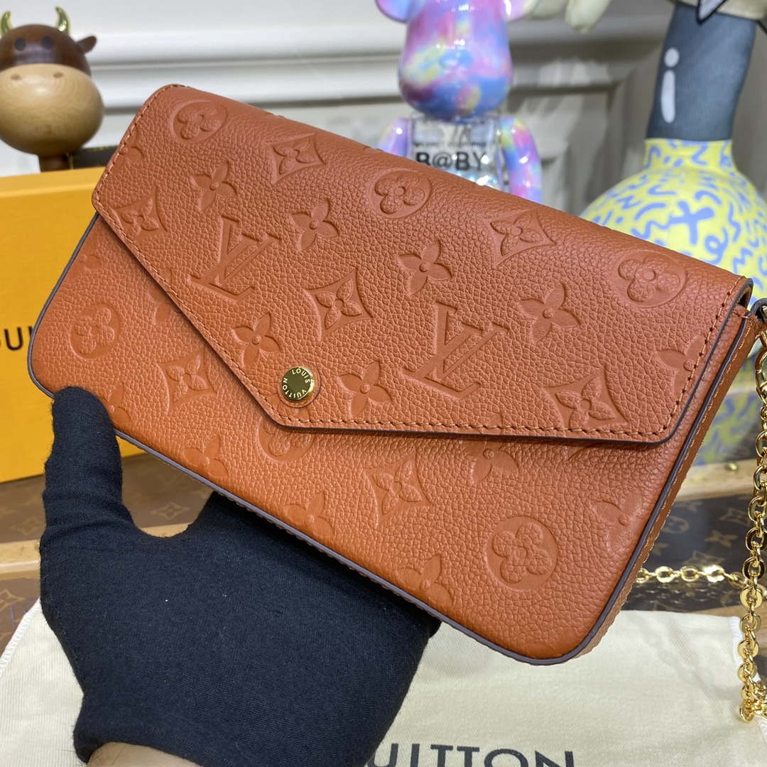 LV M82363 Louis Vuitton Felicie Pochette Monogram Empreinte Bag Brown - Default Title - View 5
