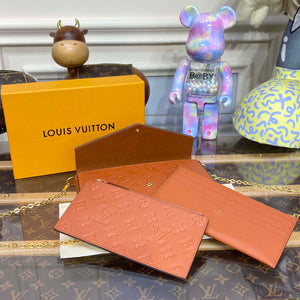 LV M82363 Louis Vuitton Felicie Pochette Monogram Empreinte Bag Brown - Default Title - View 8