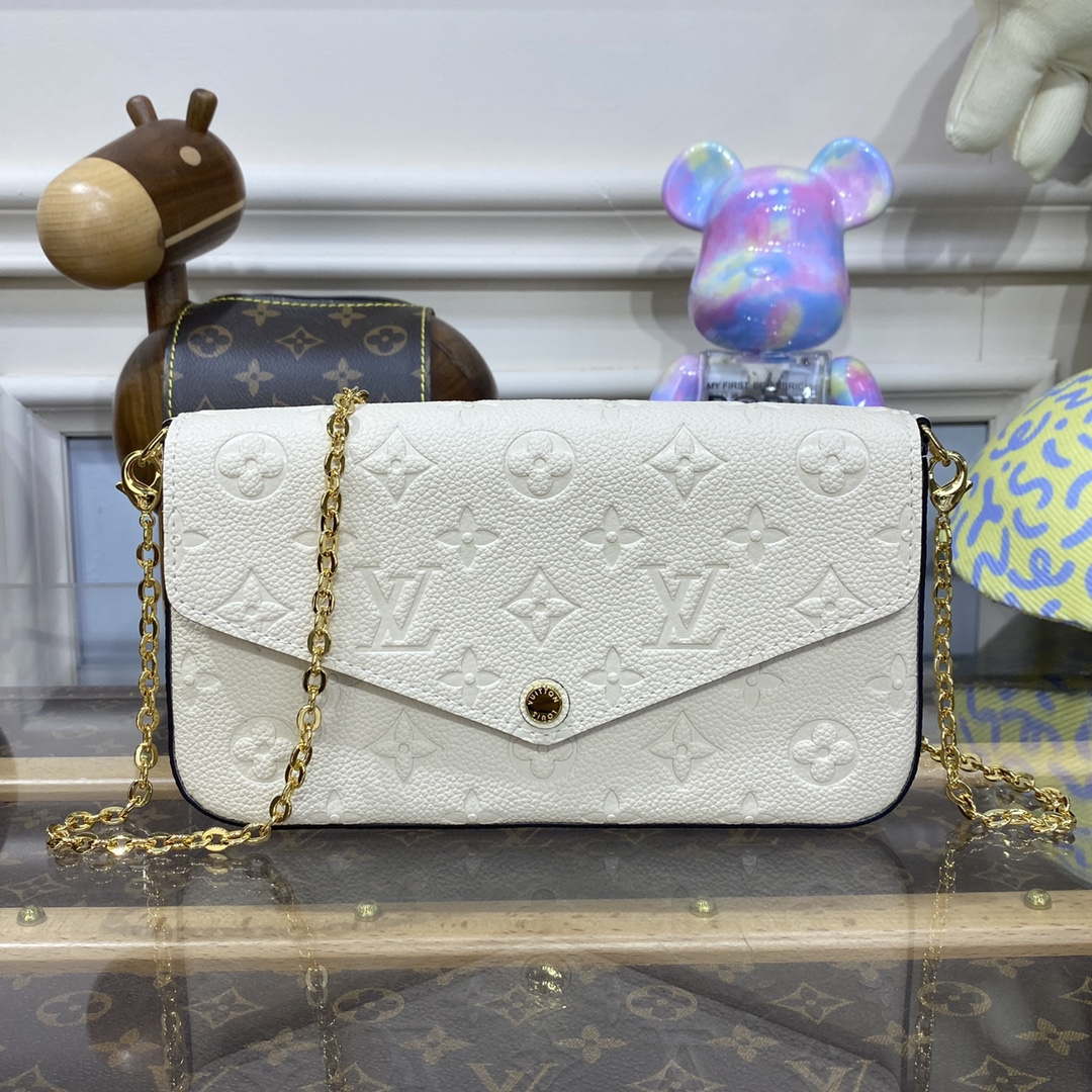 LV M82363 Louis Vuitton Felicie Pochette Monogram Empreinte Bag White - Default Title - View 1