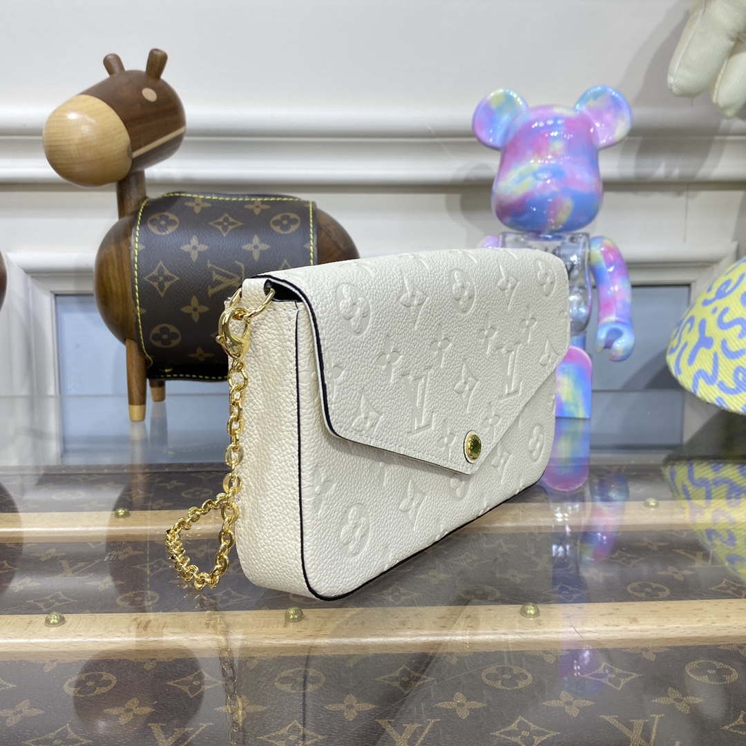 LV M82363 Louis Vuitton Felicie Pochette Monogram Empreinte Bag White - Default Title - View 3