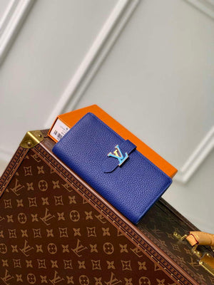 LV M82441 Louis Vuitton LV Vertical Wallet Blue - Default Title - View 1