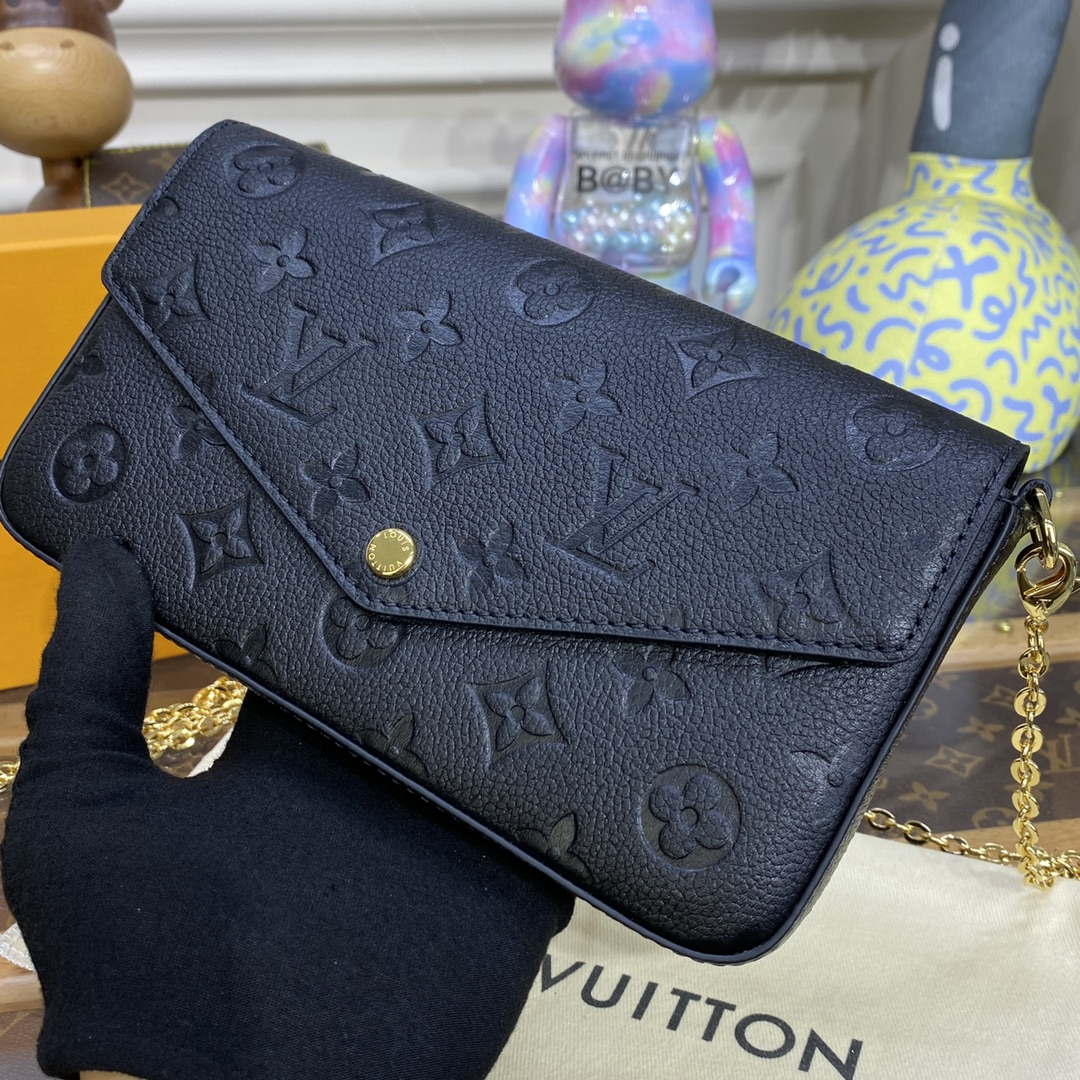 LV M82477 Louis Vuitton Felicie Pochette Monogram Empreinte Bag Black - Default Title - View 4