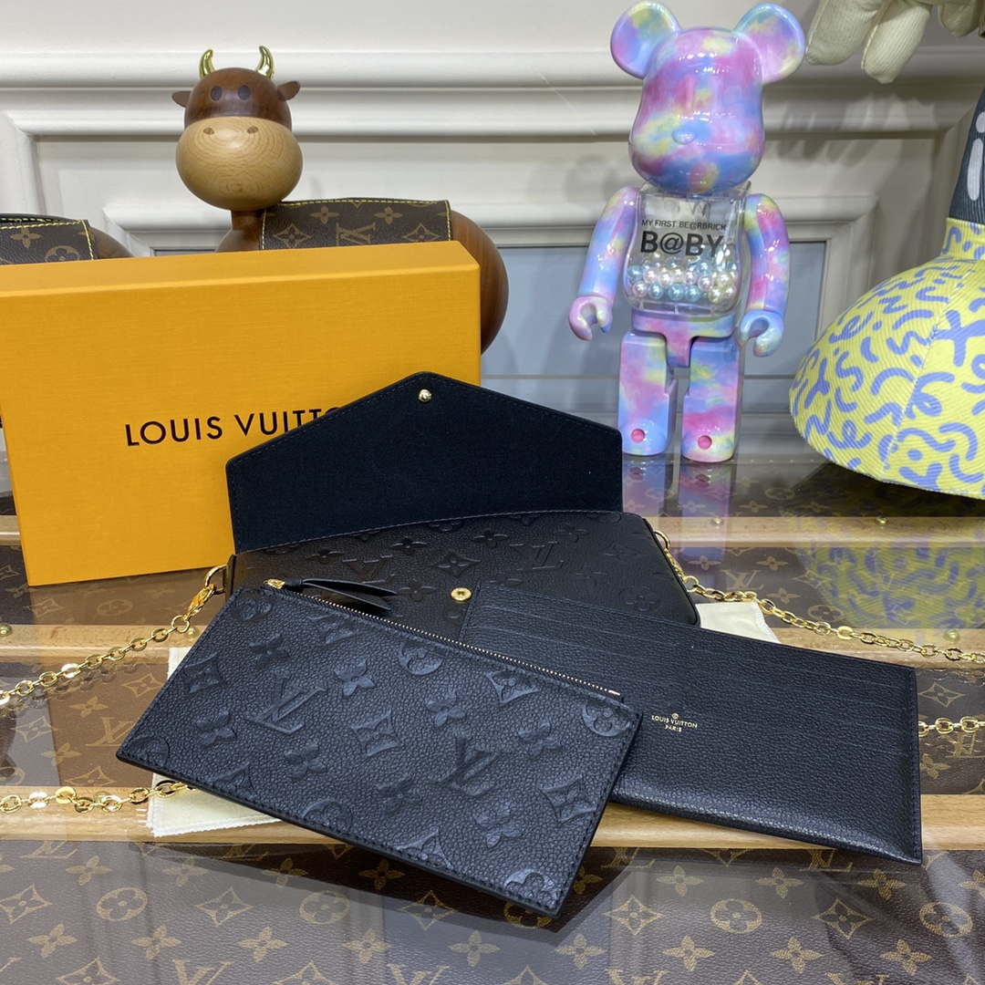 LV M82477 Louis Vuitton Felicie Pochette Monogram Empreinte Bag Black - Default Title - View 6