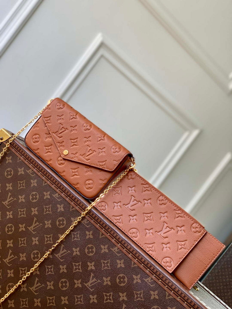 LV M82477 Louis Vuitton Pochette F¨¦licie Bag Tan