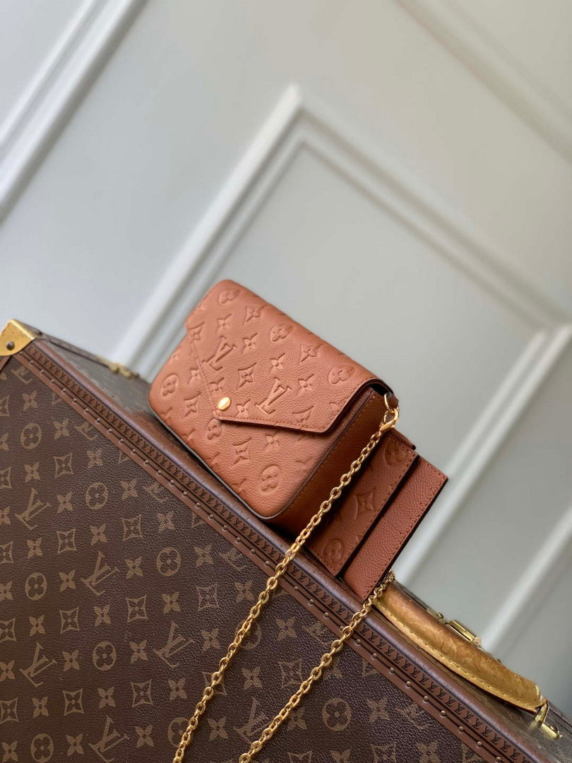 LV M82477 Louis Vuitton Pochette F¨¦licie Bag Tan