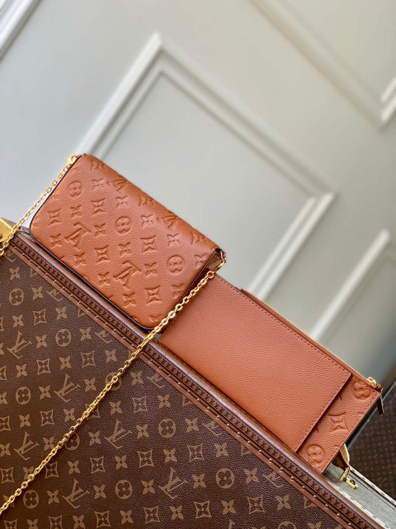 LV M82477 Louis Vuitton Pochette F¨¦licie Bag Tan
