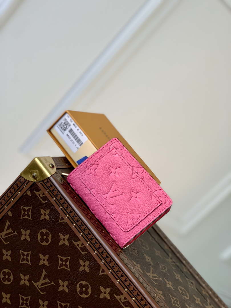 LV M82514 Louis Vuitton Cl¨¦a Wallet Monogram empreinte Rose Red