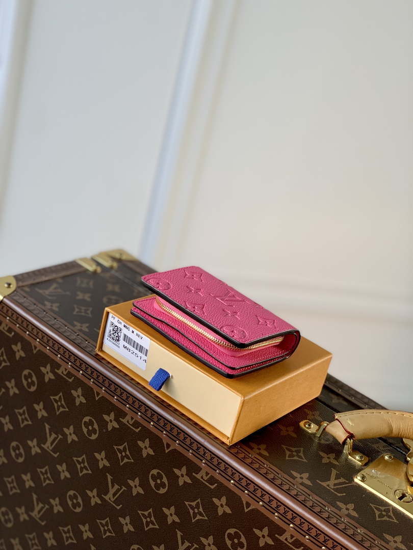 LV M82514 Louis Vuitton Cl¨¦a Wallet Monogram empreinte Rose Red