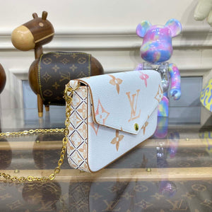 LV M82520 Louis Vuitton Felicie Pochette Monogram Empreinte Bag Beige - Default Title - View 3