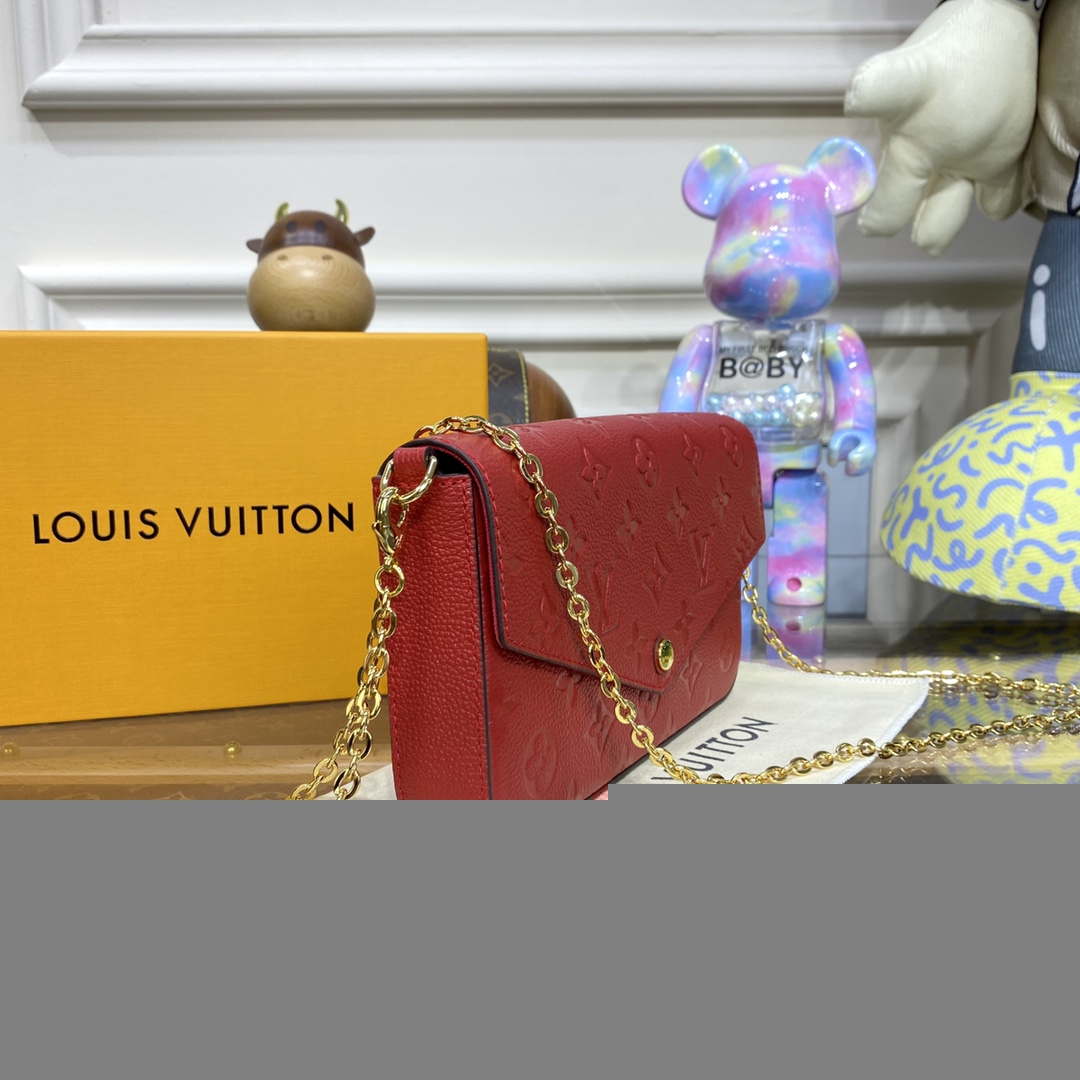 LV M82607 Louis Vuitton Felicie Pochette Monogram Empreinte Bag Red - Default Title - View 3