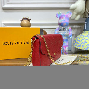 LV M82607 Louis Vuitton Felicie Pochette Monogram Empreinte Bag Red - Default Title - View 3