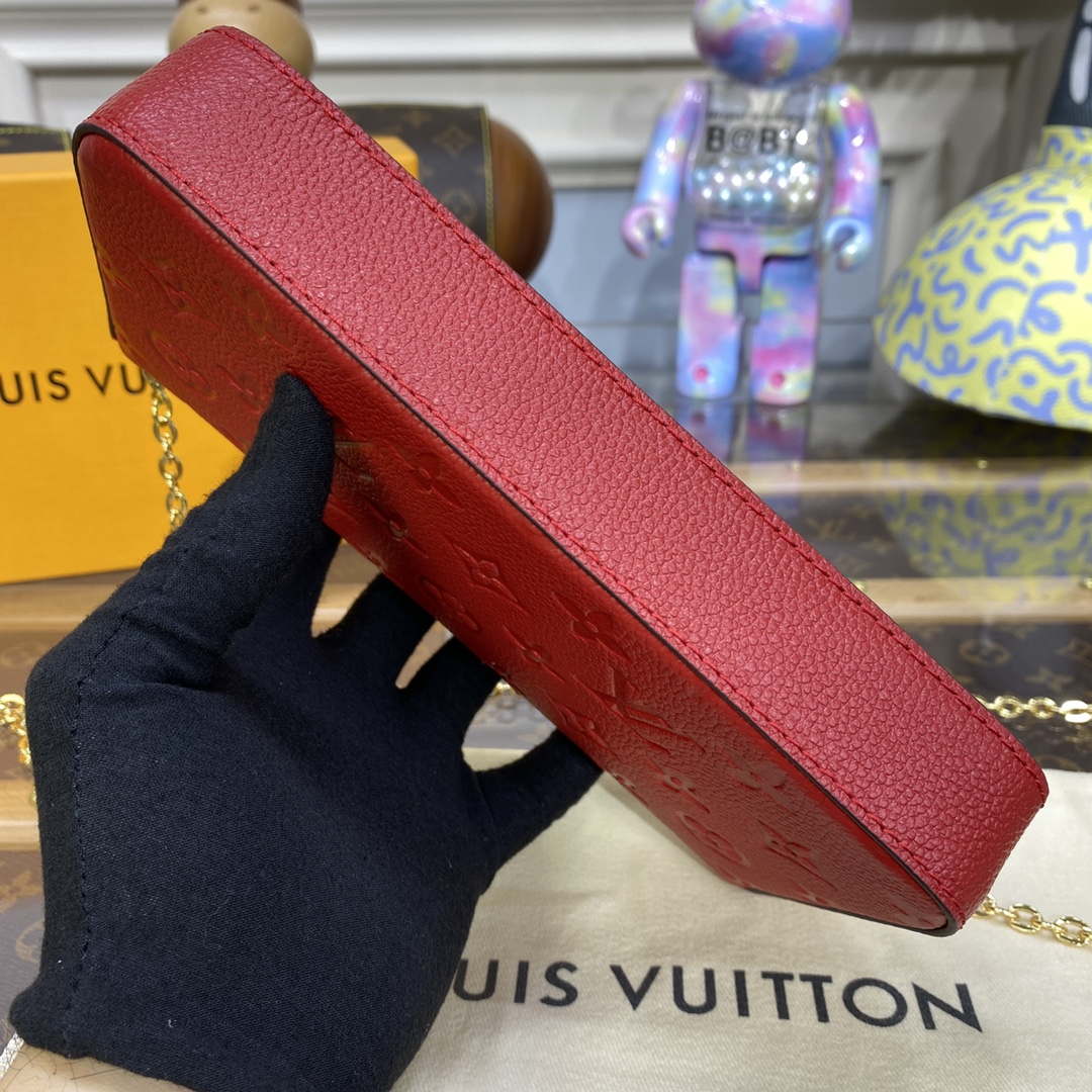 LV M82607 Louis Vuitton Felicie Pochette Monogram Empreinte Bag Red - Default Title - View 4